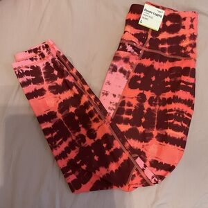 Old Navy Red and Pink Tie-Dye Leggings